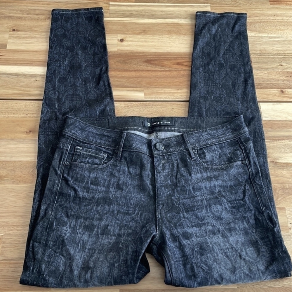 David Bitton Skull Print Mid Rise Jeans